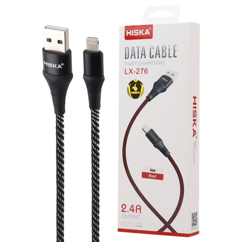 کابل آیفونی فست شارژ Hiska LX-276 2.4A 1m