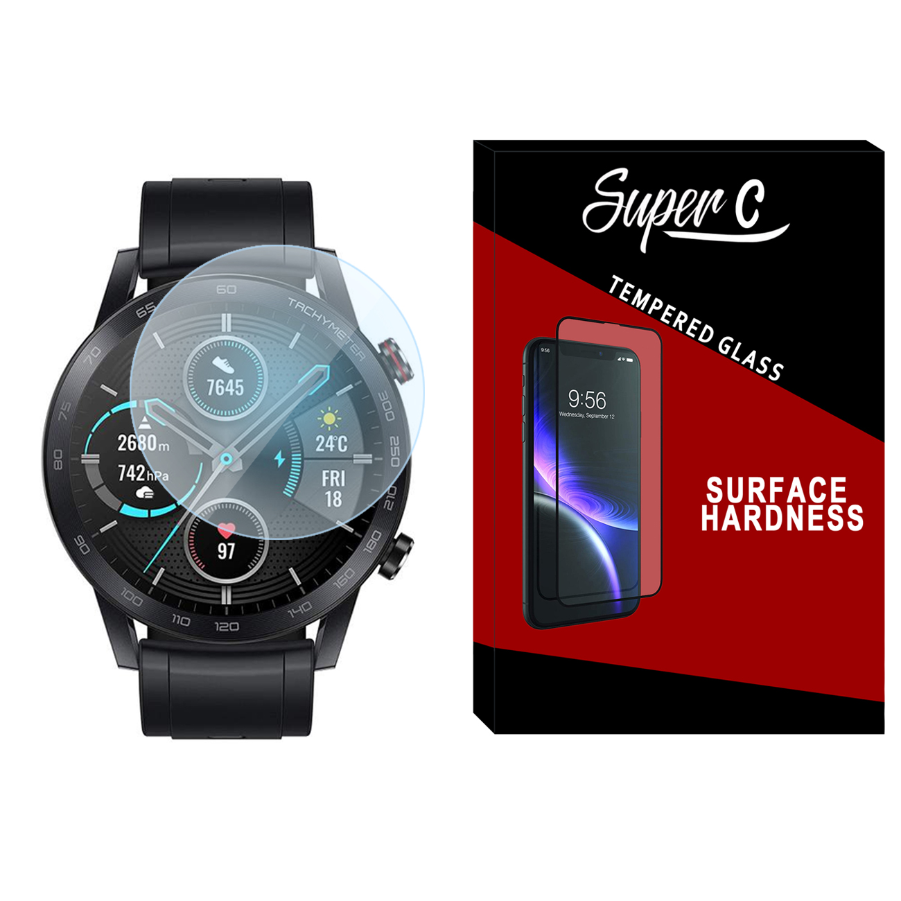 محافظ صفحه نمایش شیشه ای سوپرسی مدل SH-SC مناسب برای ساعت هوشمند آنر Magic 2 46mm