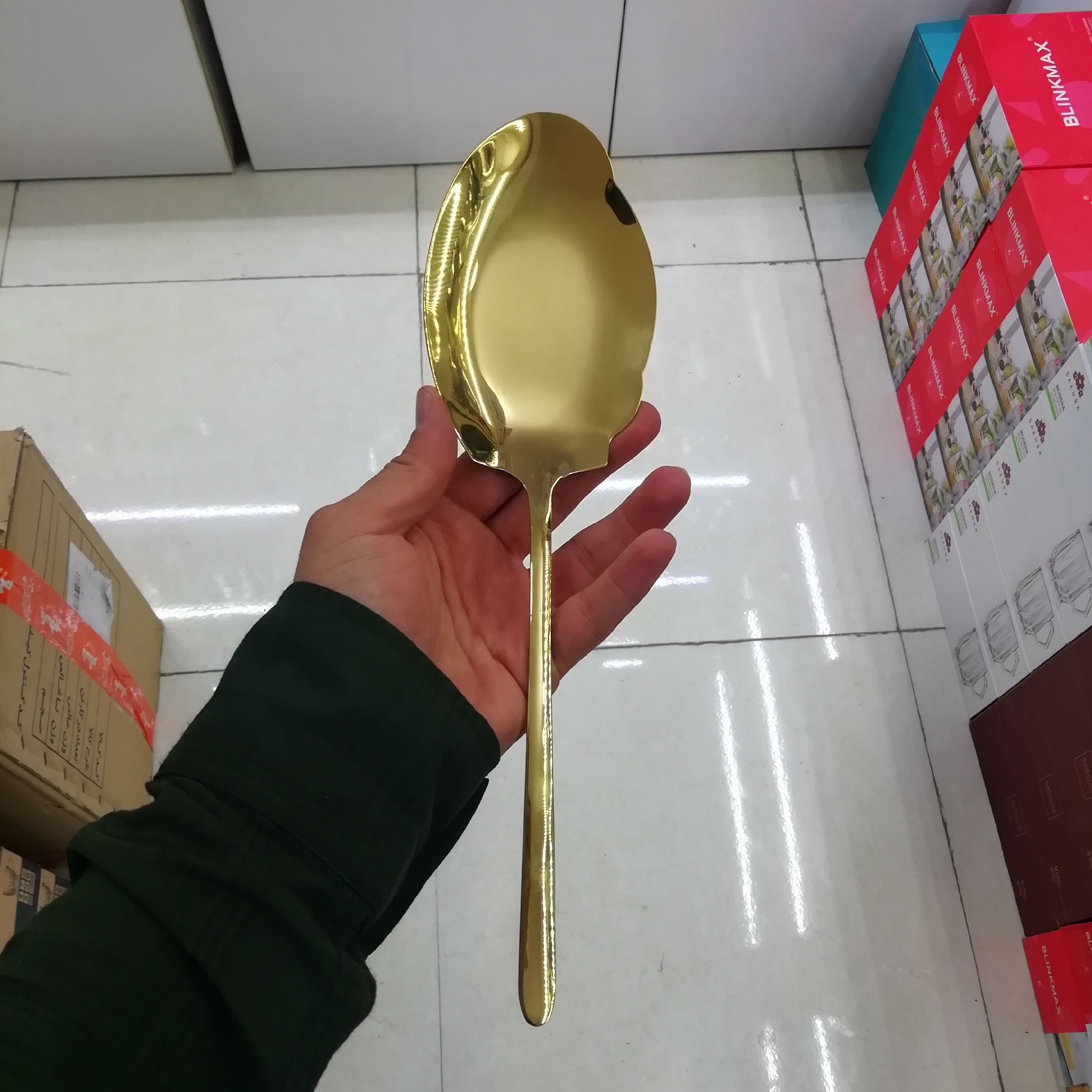 کفگیر  استیل طلایی آهنربا نگیر  برند یونیک تکی