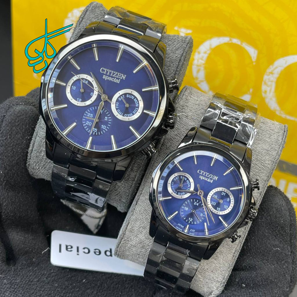 خرید ست ساعت زنانه و مردانه سیتیزن اسپشیال موتور ژاپن کیفیت عالی سه موتور فعال جنس استیل رنگ ثابت کد 2116177 - ردگل