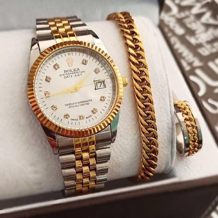 ست ساعت، دستبند و حلقه استیل برند رولکس
موتور درجه یک 
کیفیت بسیار عالی
مناسب آقایان و بانوان تنوع مطابق تصاویر