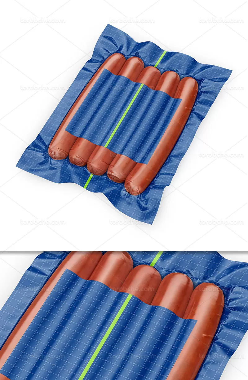 موکاپ بسته بندی سوسیس فویلی | گرافیک با طعم تربچه