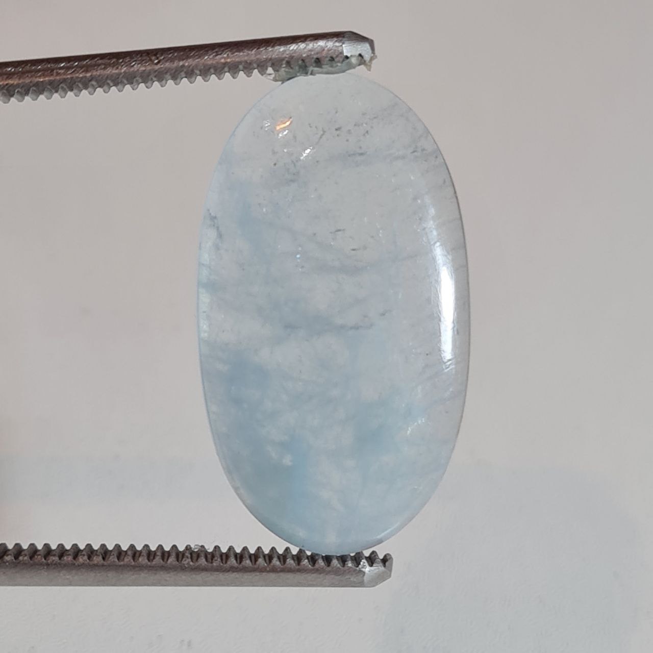 سنگ آکوامارین طبیعی آبی شفاف بیضی 5290