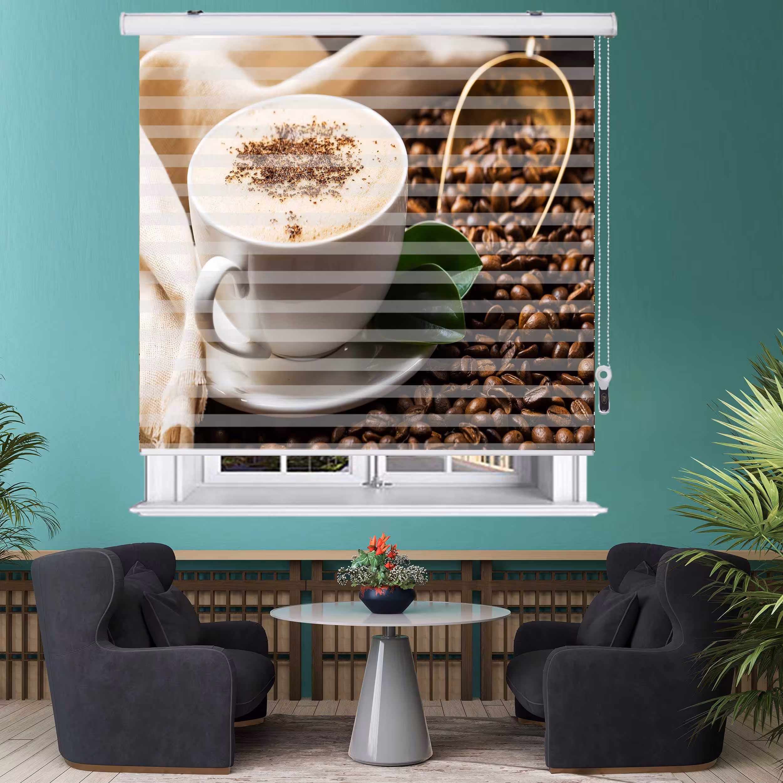 پرده زبرا زیو طرح قهوه کد Coffee 2 سایز 150x200 سانتی متر