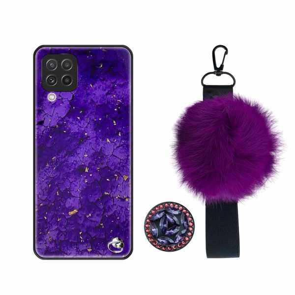 کاور مدل پام پام مناسب برای گوشی موبایل سامسونگ Galaxy A12 به همراه بند و پایه نگهدارنده