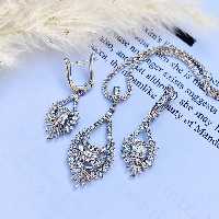 نیمست نقره جواهری با روکش طلا سفید  کد 47 