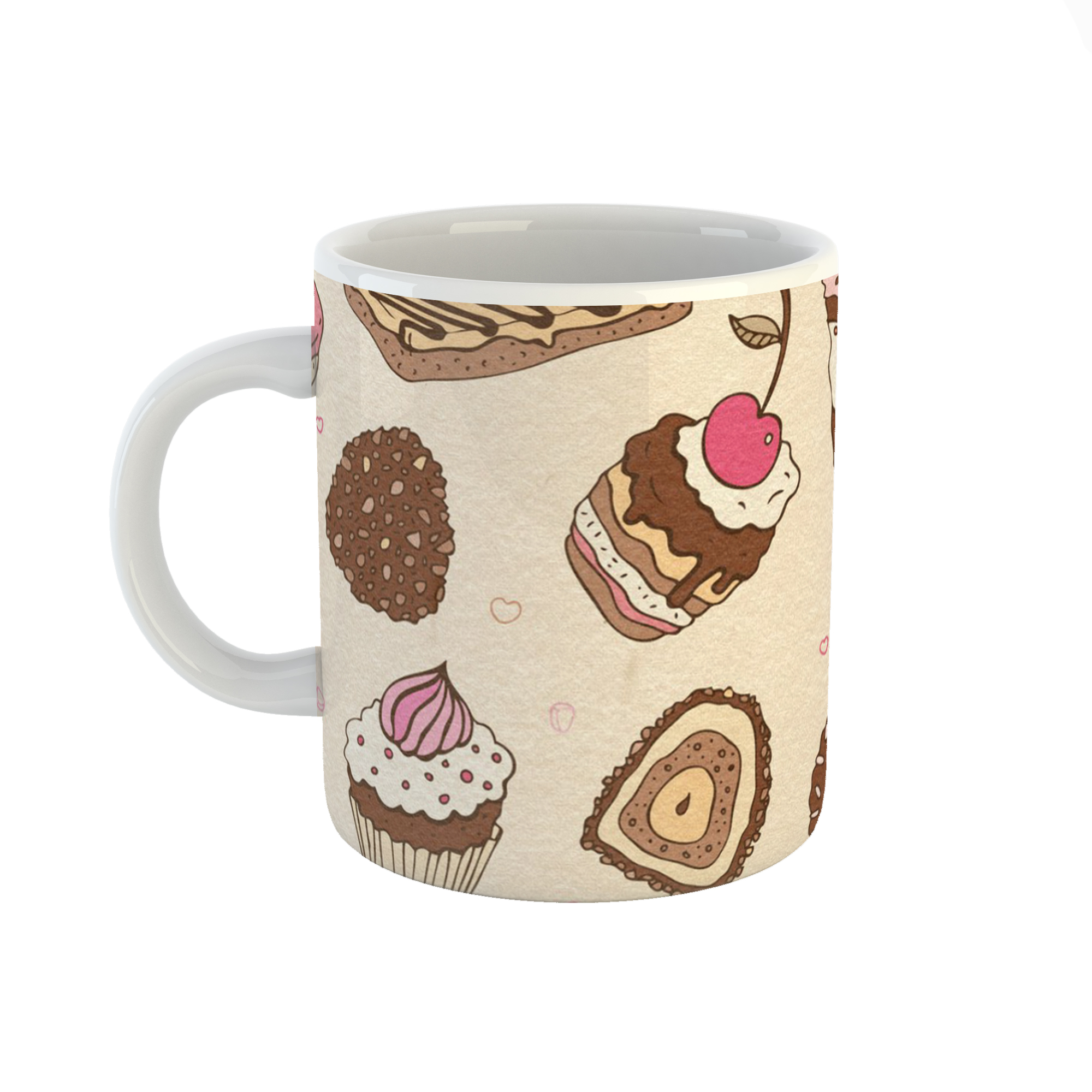 ماگ طرح گرافیکی کیک و کافی 