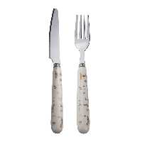 ست کارد و چنگال میوه خوری 12 پارچه  طرح سنگ مدل سرامیکی