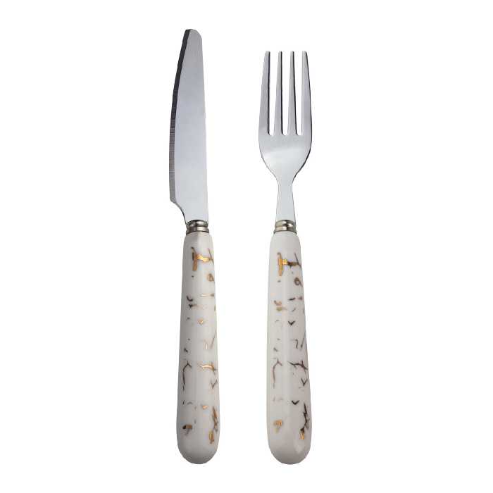 ست کارد و چنگال میوه خوری 12 پارچه  طرح سنگ مدل سرامیکی