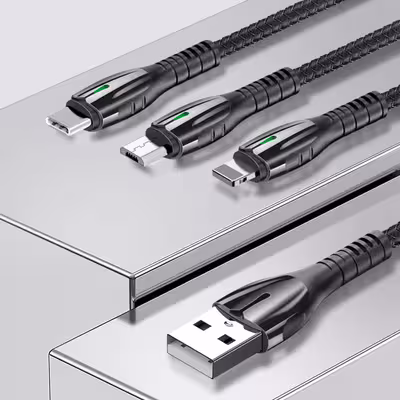 کابل تبدیل USB به لایتنینگ/USB-C/microUSB یسیدو مدل CA44 طول 1.3 متر