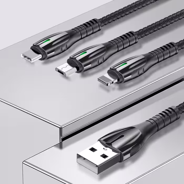 کابل تبدیل USB به لایتنینگ/USB-C/microUSB یسیدو مدل CA44 طول 1.3 متر