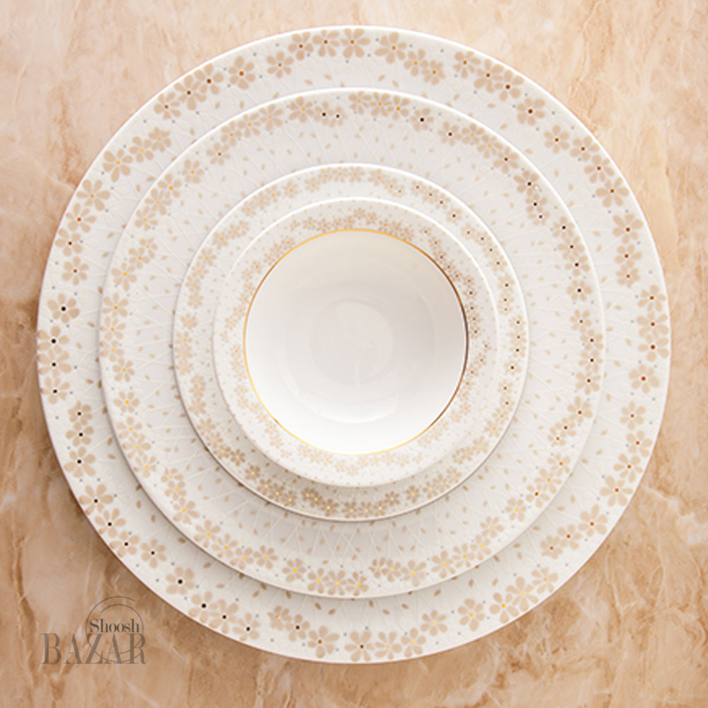 سرویس 28 پارچه چینی زرین طرح برایدال طلایی 6 نفره