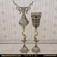 ست سطل و جا دستمال و گلدان برنز کنارسالنی مدل نیلوفر پایه درنا کد 1798