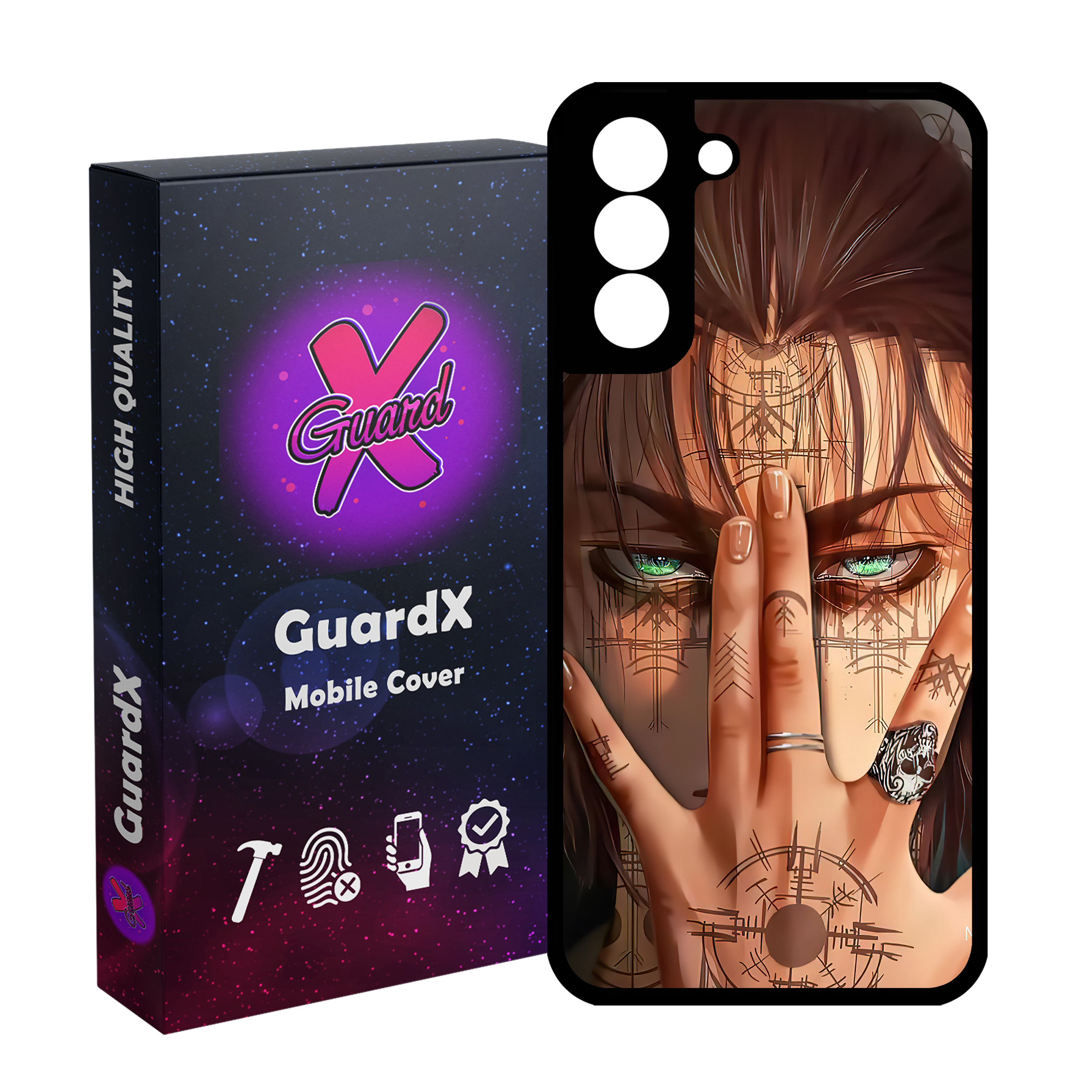 کاور گارد ایکس طرح Eren Anime مدل Glass10449 مناسب برای گوشی موبایل سامسونگ Galaxy S21 FE