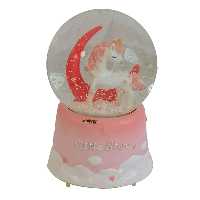 گوی فانتزی کوچک موزیکال صورتی طرح یونیکورن و ماه