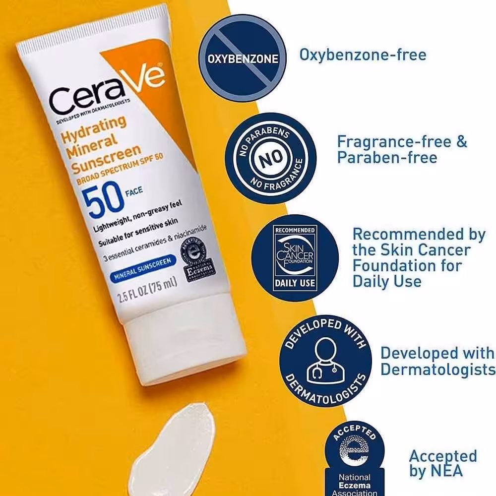 ضد آفتاب بدون رنگ فلوئد سراوی cerave با SPF 50 مدل mineral
