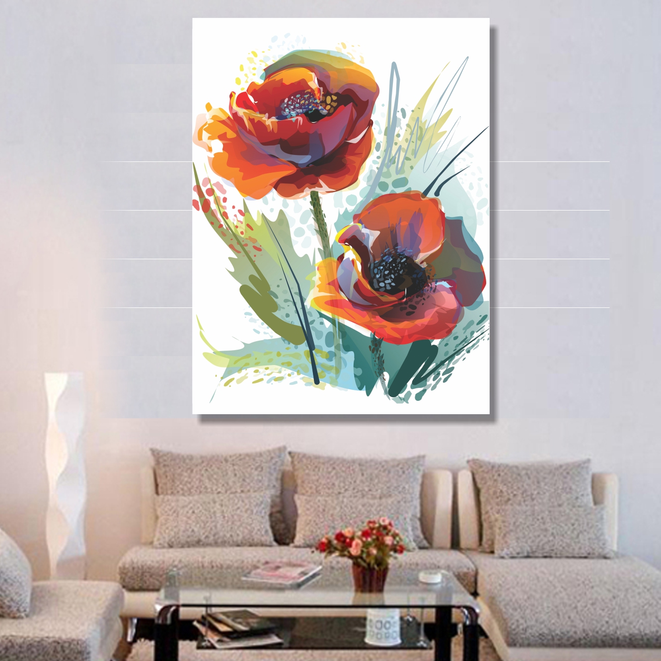 تابلو شاسی طرح نقاشی گل مدل TA-1068