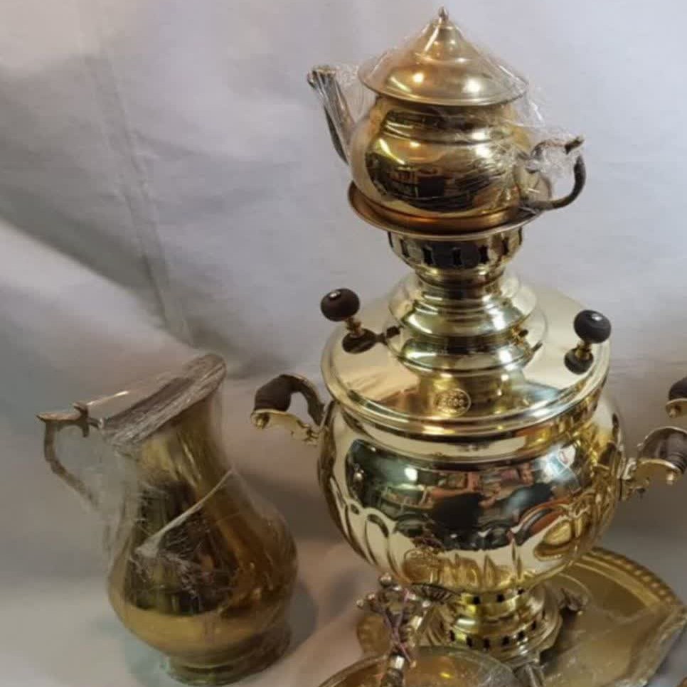 سماور 6 لیتر ذغالی تبریز ساده با سرویس