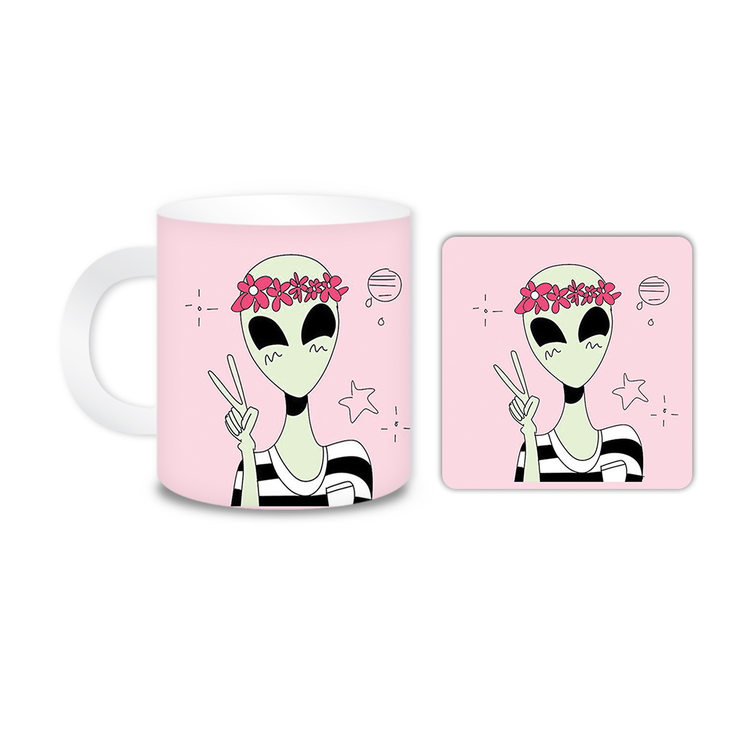 ماگ مدل آدم فضایی کد 432 به همراه زیر لیوانی