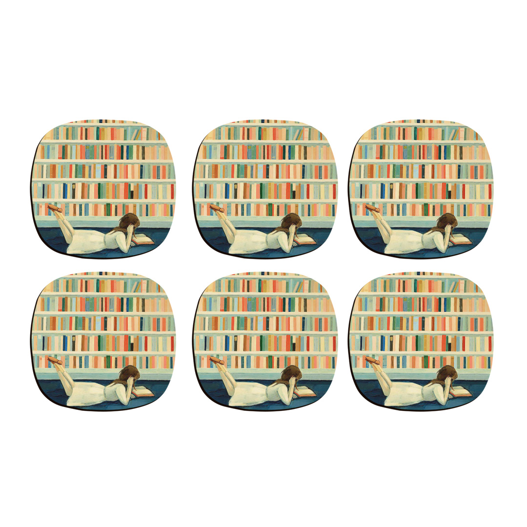 زیر لیوانی ترمه طراحان ایده مدل کتابخون کد cfp1415 بسته شش عددی