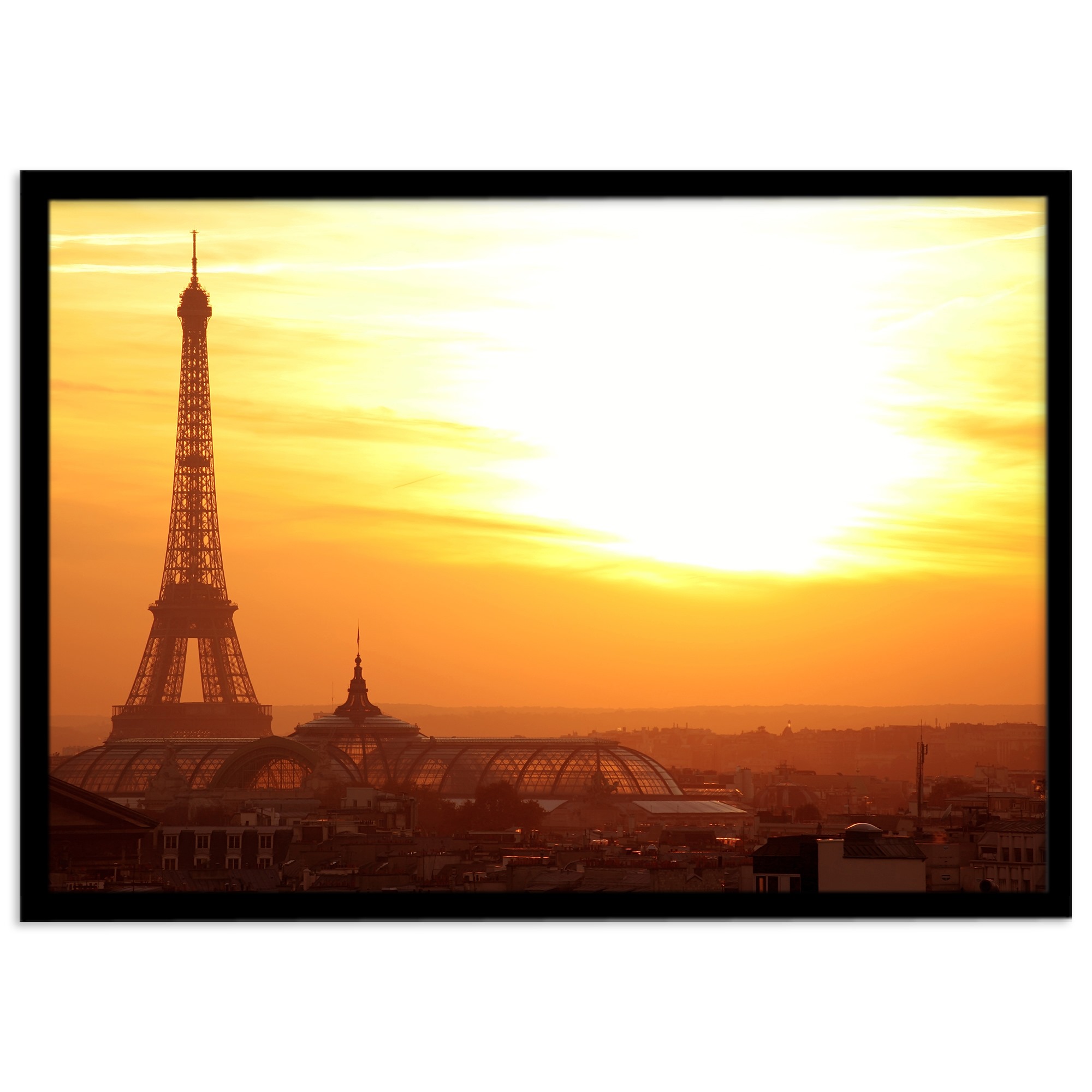 تابلو نوری بکلیت طرح غروب آفتاب و برج ایفل مدل لایت باکس B-s1167