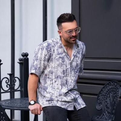 پیراهن آستین کوتاه دنیم مردانه رنگ سفید