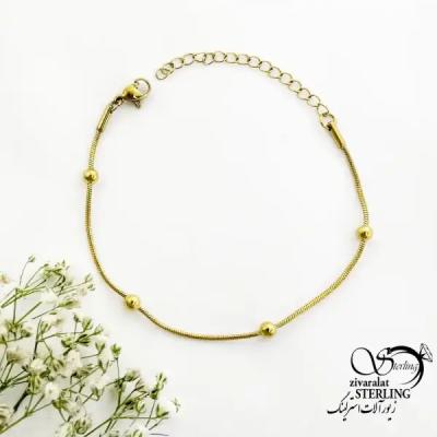 دستبند استیل گوی دار طرح طلا کد 19014