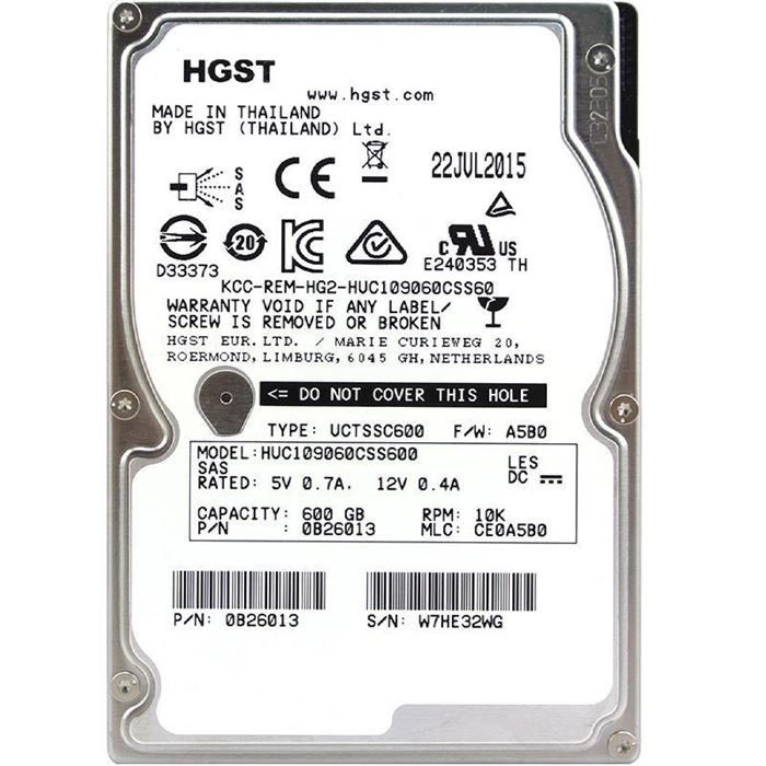 هارددیسک اینترنال اچ جی اس تی مدل HUC109060CSS600 ظرفیت 600 گیگابایت