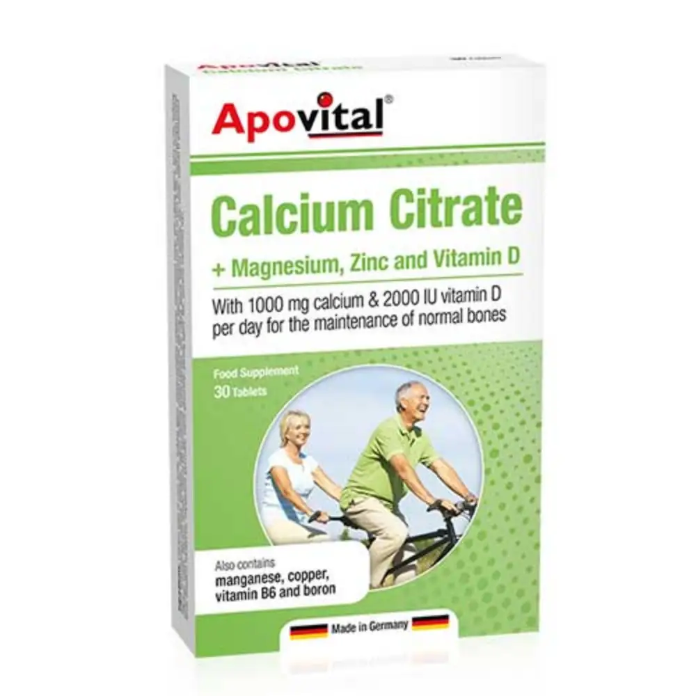 قرص کلسیم سیترات همراه با منیزیم زینک و ویتامین دی آپوویتال 30 عددی