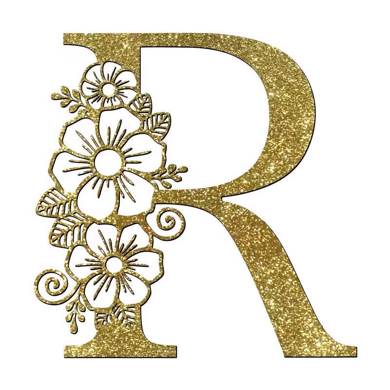 استیکر مدل چوبی طرح حروف لاتین گل دار کد HGOL-T-R