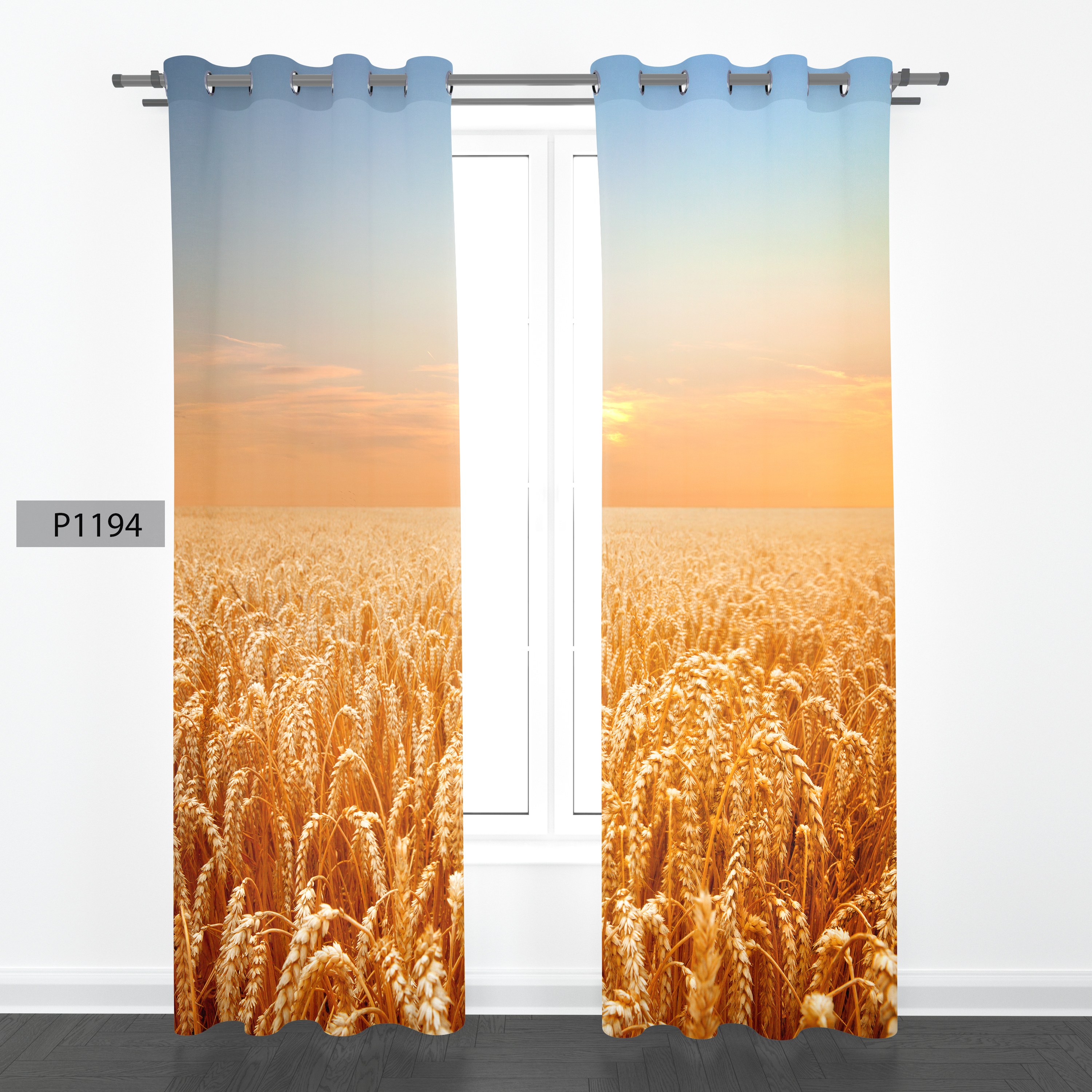 پرده هازان چاپی دوقواره دوخته شده پانچ شده هر قواره عرض 140ارتفاع 190 کد1194