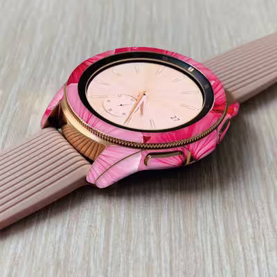 برچسب ماهوت طرح Pink Flower مناسب برای ساعت هوشمند سامسونگ Watch4 Classic 42mm