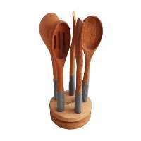 ست کفگیر ملاقه ریور استند دار طوسی 8494