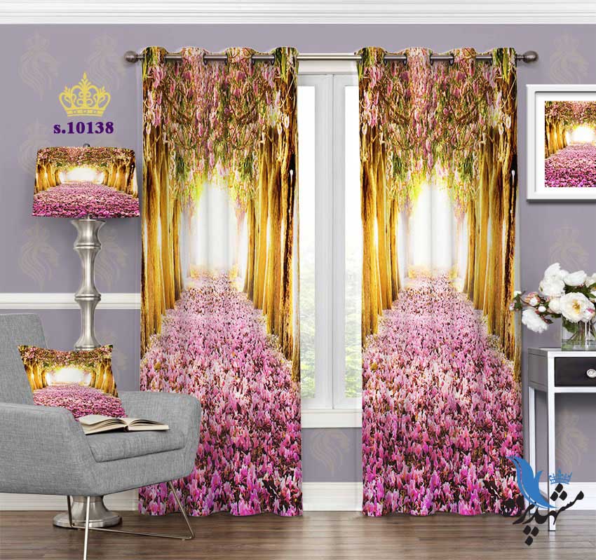 پرده پانچ گلدار طرح فانتزی S10138
