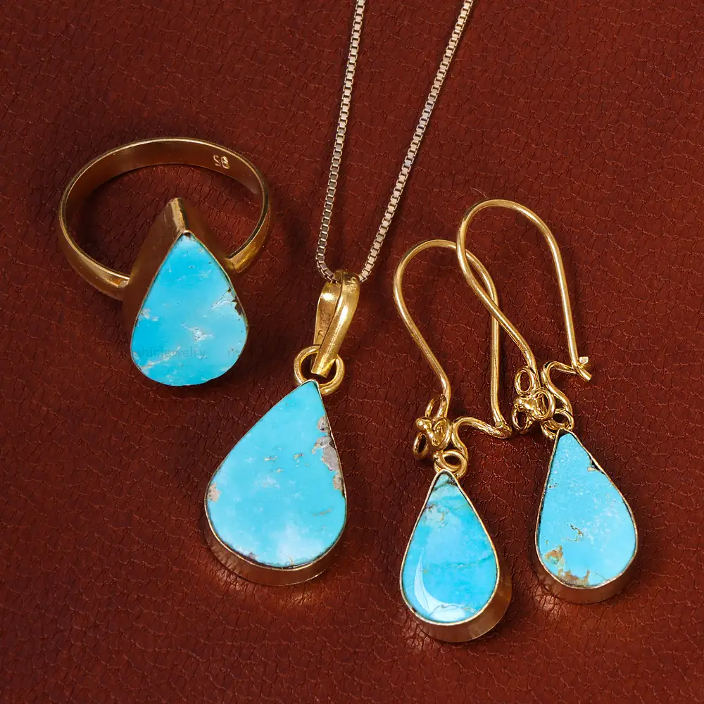 نیم ست فیروزه زنانه کد 21066 - جواهری مشاهیر