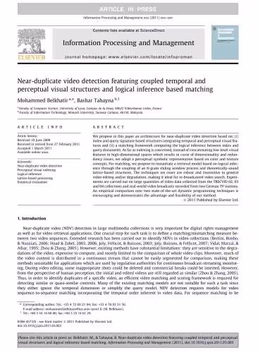خرید و دانلود نسخه کامل کتاب Near-duplicate video detection featuring coupled temporal and perceptual visual structures and logical inference based matching