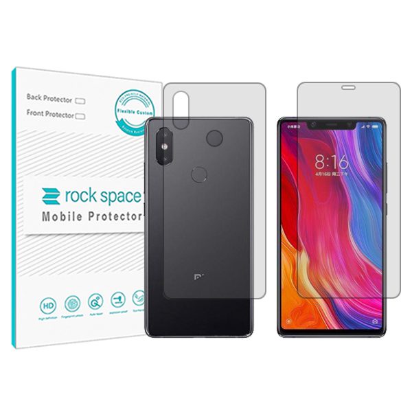 گلس محافظ صفحه نمایش و پشت گوشی شیائومی Mi 8 SE مدل نانو هیدروژل شفاف برند راک اسپیس کد SS