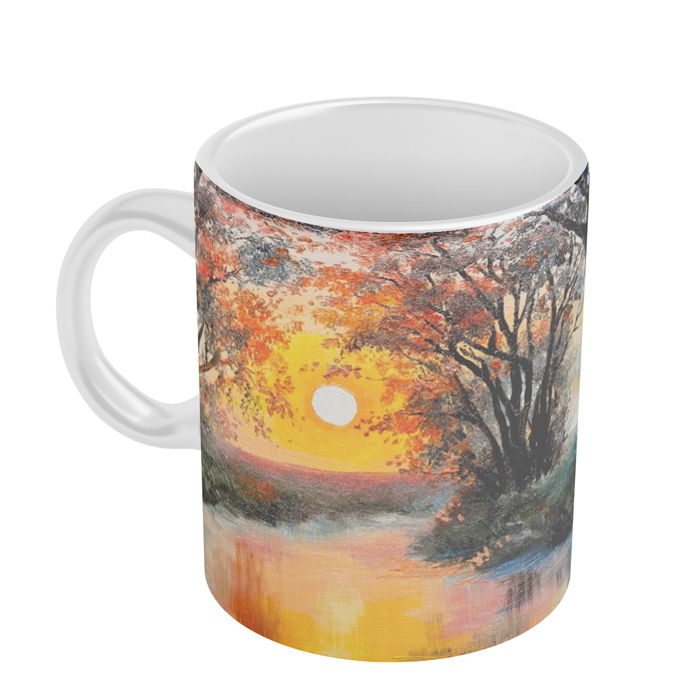 ماگ مدل طبیعت طرح غروب پاییزی