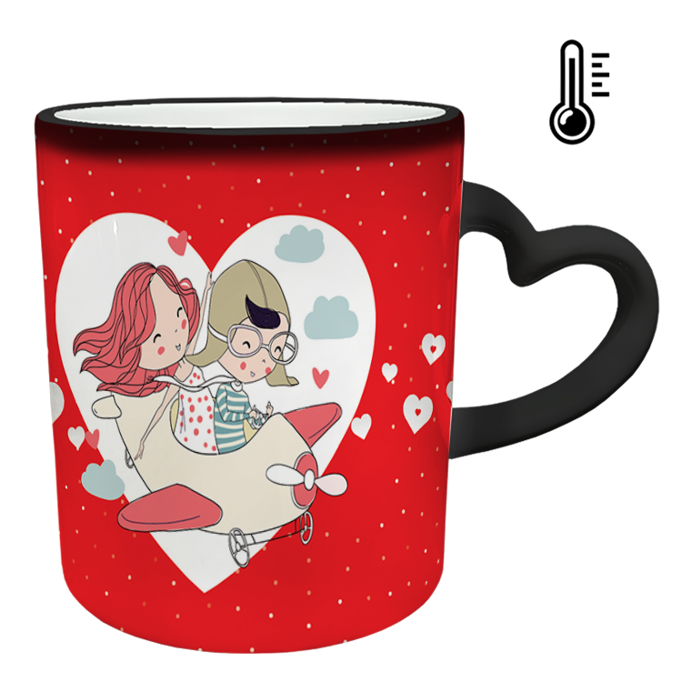 ماگ حرارتی مدل دسته قلبی طرح عاشقانه کد 58