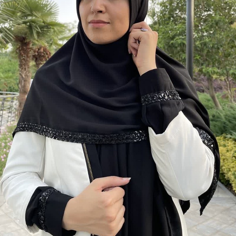 ست ساق و روسری با حاشیه پولکی