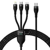 کابل تبدیل USB-C به USB-C / microUSB / لایتنینگ بیسوس مدل Flash Series II CB000004 100W طول 15 متر | کالا مکس