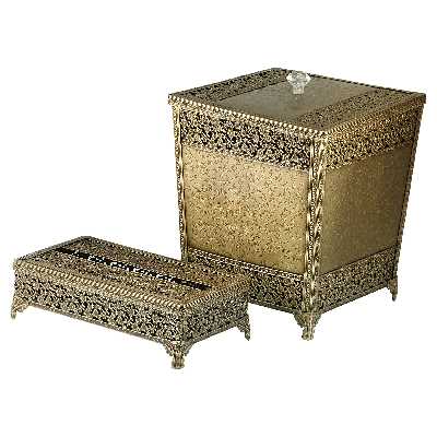 ست سطل و جای دستمال کاغذی مدل چهارگوش آنتیک 