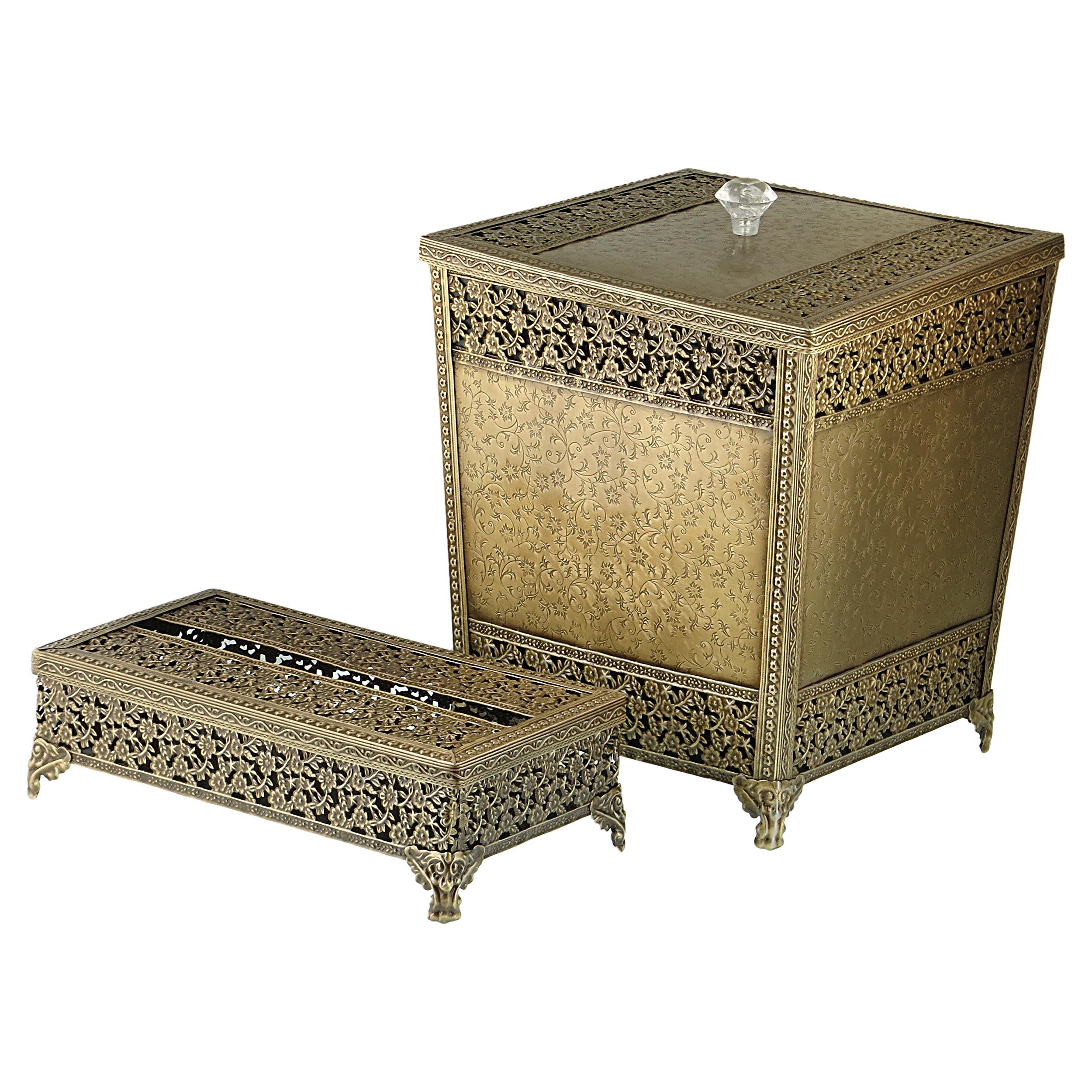 ست سطل و جای دستمال کاغذی مدل چهارگوش آنتیک 