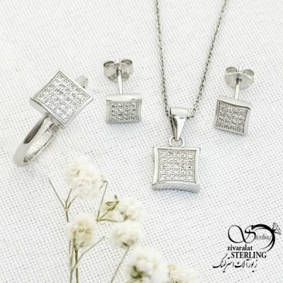 نیمست مربع نگین اتمی نقره ایتالیا کد 15696