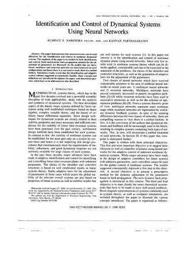 خرید و دانلود نسخه کامل کتاب Identification and Control of Dynamic Systems Using Neural Networks