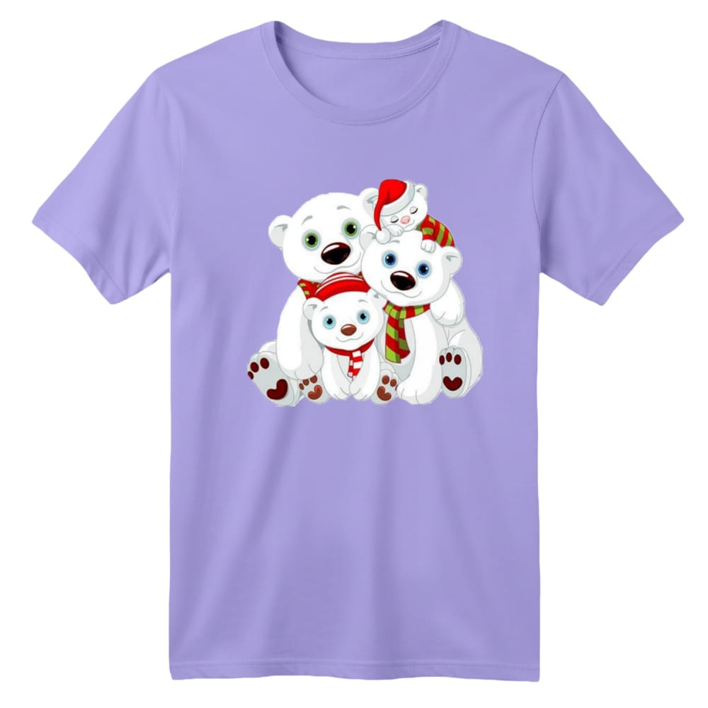 تی شرت آستین کوتاه بچگانه مدل خرس کریسمس کد 1 رنگ یاسی