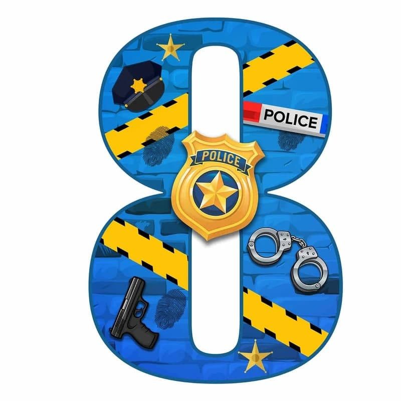 استند رومیزی تولد مدل عدد 8 طرح پلیس