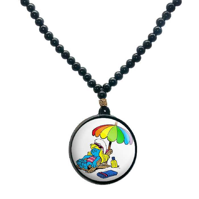 گردنبند پرمانه طرح اسمورف کد pmd.10488 مدل دو طرفه