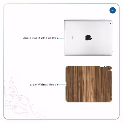 برچسب پوششی ماهوت مدل Light Walnut Wood مناسب برای تبلت اپل iPad 2 2011 A1395