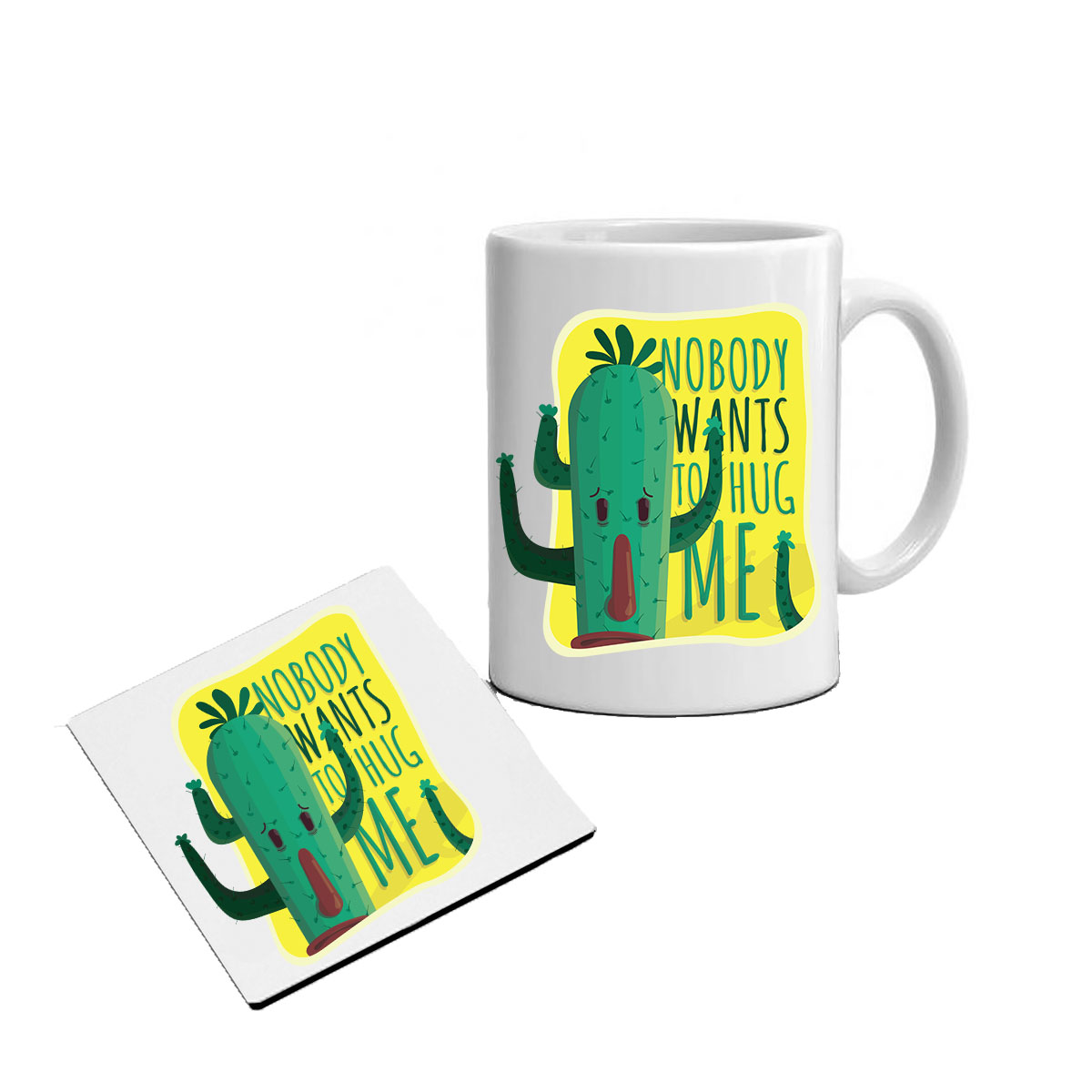 ماگ طرح اکاکتوس مدل A010 به همراه زیر لیوانی